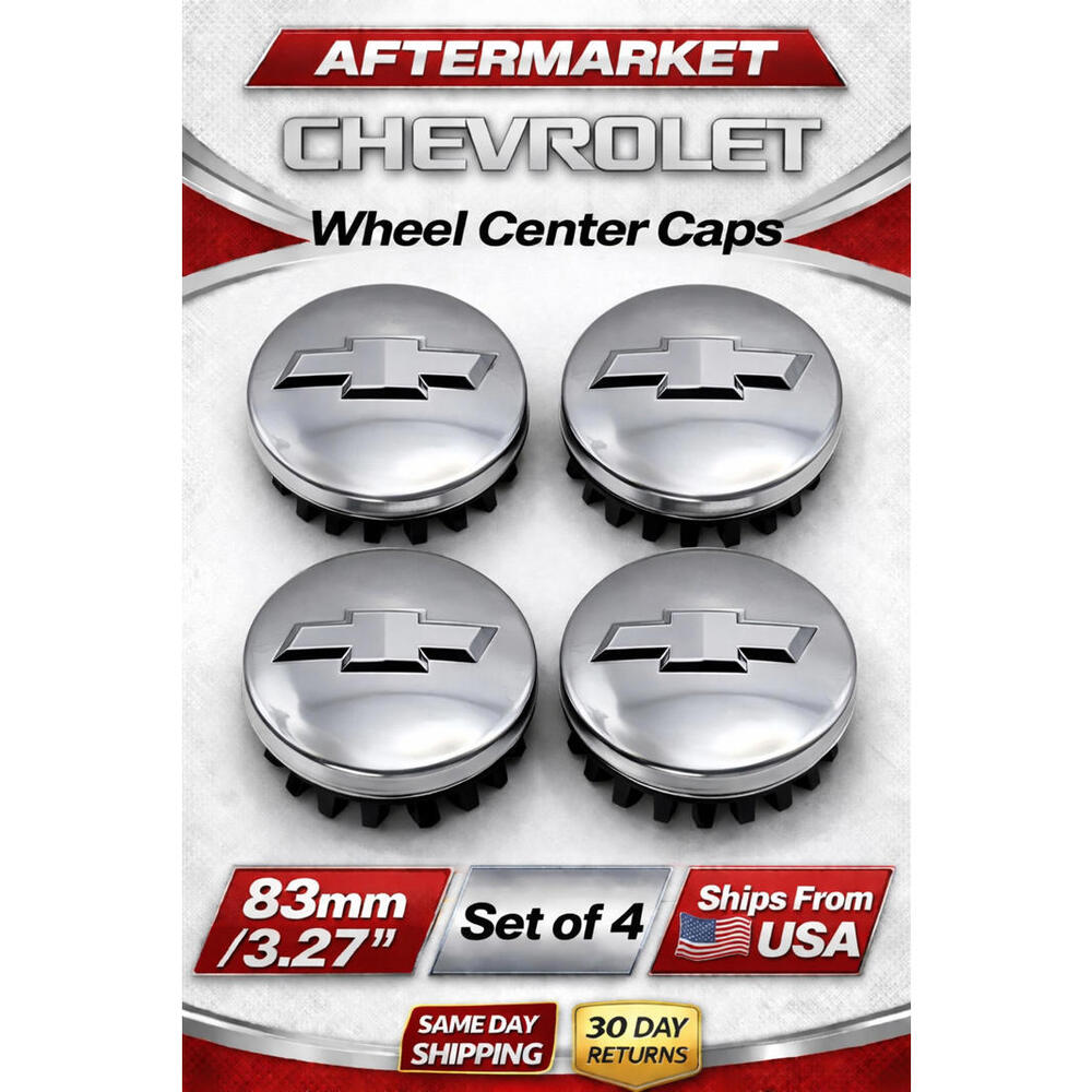 Chevrolet Replacement Wheel Center Caps All Chrome  83mm 3.27” Set of 4